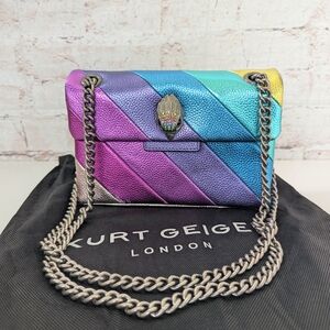 Kurt Geiger London Mini Kensington Metallic Rainbow Striped Crossbody Bag